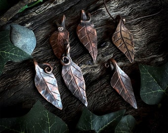 Hand Forged Copper Leaf Pendant
