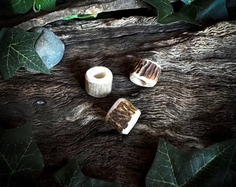 Antler Beads - Large, Dark Texture (For Beards, Dreadlocks, Hair, etc.)