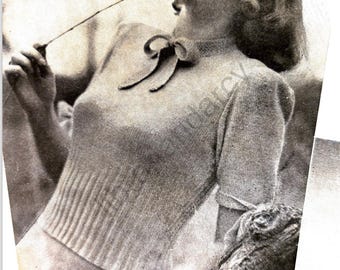Vintage Ladies 1940s Woolworths blouse knitting pattern 32 -34 inch bust