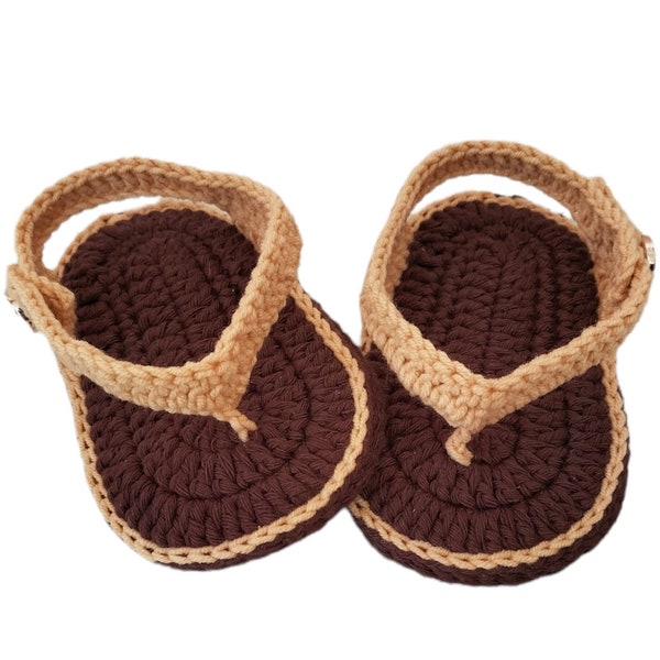 Tongs pour bébé au crochet, sandales pour bébé marron