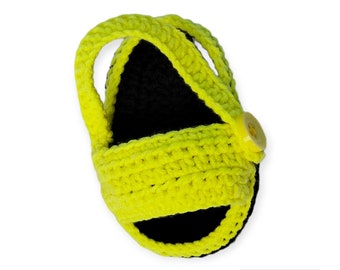 Crochet Baby Flip Flops, Baby Unisex Sandals, Yellow Neon Flip Flops