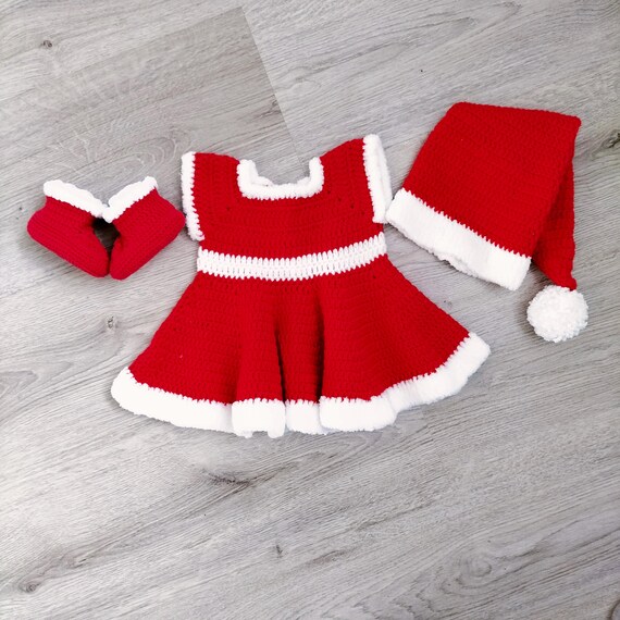 Girl Christmas Dress Set,Christmas Newborn Shoes and Hat Sets, Girl First Christmas Set Girl Christmas Dress Set,Christmas Newborn Shoes and Hat Sets, Girl First Christmas Set