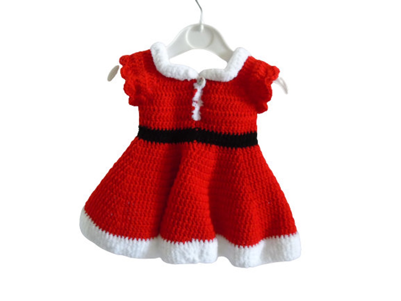 Crochet Baby Girl Christmas Dress, Set Santa Claus Dress, Newborn Santa