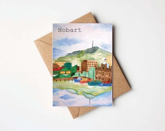 Hobart City / Blanko Grußkarte / Kunanyi / Tasmanische Orte