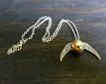 golden snitch necklace etsy