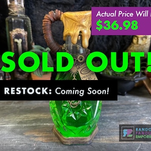 SOLD OUT - Dragon Oil Potion Master of Potions in RARE Vintage Cut Glass Bottle, Green Magic Potion Color Change Sensory Gift '
