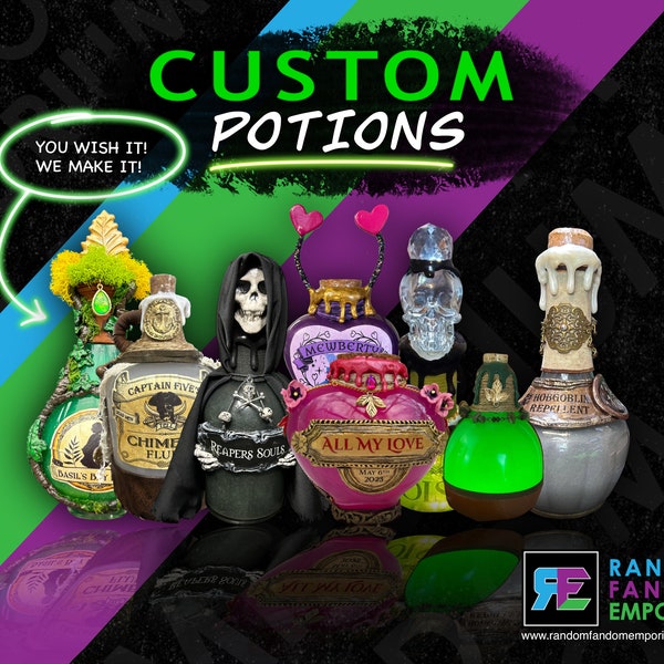 Custom Potion with Label Design, personalized gift, Pick your colors, bottle, and materials, paint and specialized design options,