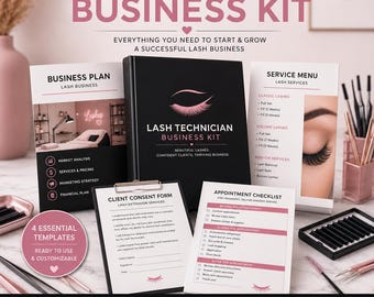 Kit de negocios para técnicos de pestañas: plan de negocios, menú de servicios, formulario de consentimiento (descarga digital).
