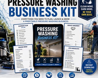 Kit para negocios de lavado a presión: plan, precios, contrato, listas de verificación (descarga digital)