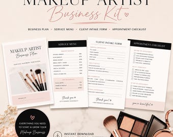 Kit de negocios para maquilladores: plan de negocios, menú de servicios, formulario de admisión (descarga digital).