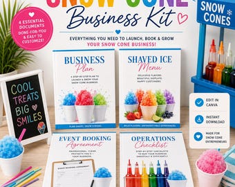 Kit de Negocio para Venta de Granizados: Plan de Negocios, Menú de Hielo Raspado, Contrato de Reserva para Eventos y Lista de Verificación Operativa / Inicia un Negocio de Granizados