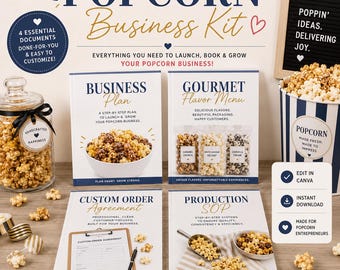 Kit para un negocio de palomitas de maíz: plan de negocios, menú de sabores gourmet, acuerdo de pedidos personalizados y procedimiento operativo estándar de producción / Inicie un negocio de palomitas de maíz