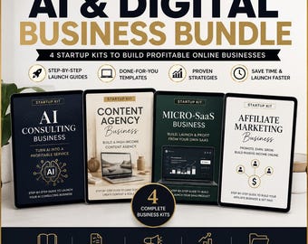 Paquete de IA y Negocios Digitales: 4 Kits para Empresas Emergentes (Consultoría de IA, Agencia de Contenidos, Micro-SaaS, Marketing de Afiliación)