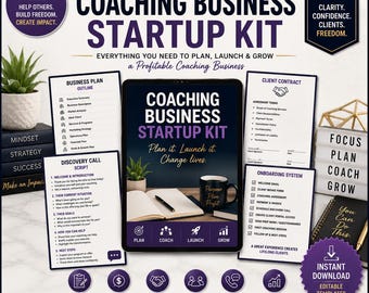 Kit para iniciar un negocio de coaching: plan de negocios, contrato y sistema de incorporación (descarga editable).