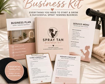 Kit de negocio para bronceado con spray: plan de negocios, menú de servicios, formulario de consentimiento (descarga digital).