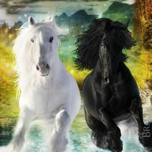 Horse Spirit Animal Altar & Prayer Card 5x7 door Bernadette King