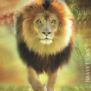 Lion Spirit Animal Altar & Prayer Card 5x7 par Bernadette King