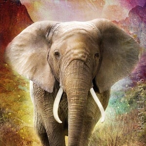 Elephant Spirit Animal Altar & Prayer Card 5x7 door Bernadette King