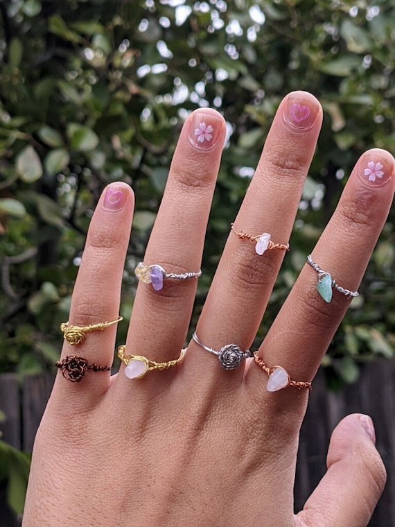 Gemstone Wired Rings - Etsy