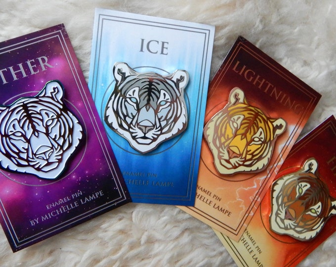 Full Set of 4 Tiger Pins / Tiger Head / Hard Enamel Pin / Lapel Pin ...