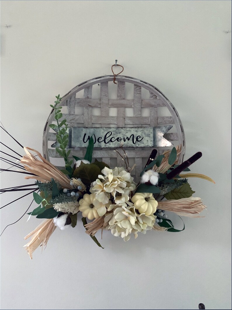 Tobacco Basket Wreath Farmhouse Wreath Eucalyptus Wreath Etsy