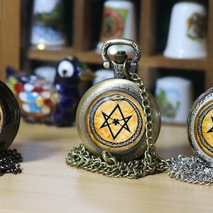 Ouroboros & Unicursal Hexagram Pocket Watch – Occult Timepiece of Eternal Return