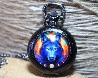 Wolf Pocket Watch NEW Howling at the Moon Wolves Gift Wild 