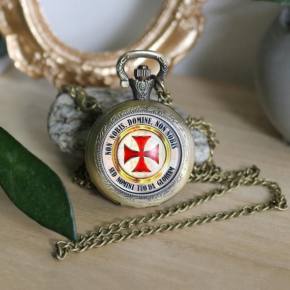 Templar Cross Pocket Watch – “non Nobis Domine” Pendant  display picture 2