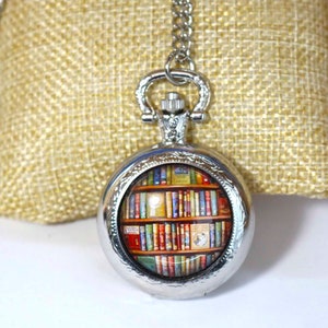 The Bodleian Library Inspired Pocket Watch – Vintage Book Lover Pendant, Handmade Steampunk Timepiece for Readers & Writers