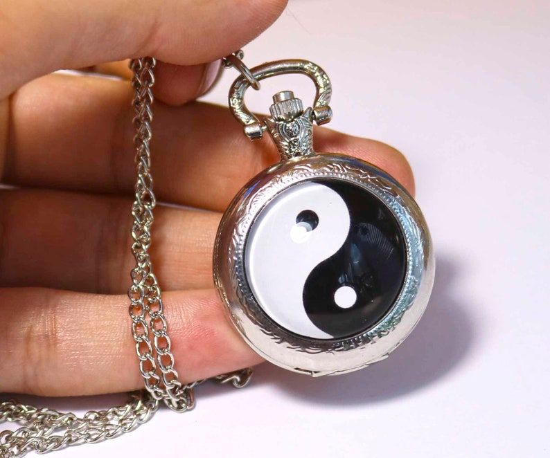 Ying Yang Pocket Watch Necklace and black white Ranking integrated 1st Max 74% OFF place in