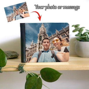 Custom Photo Bifold Wallet with Card Holders and Flip-Up ID Window