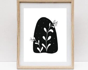 Night Blooms: Jacob's Ladder | Mid-Century Print | Art Deco Minimalist Wall Art | Botanical, Floral Linocut Inspired