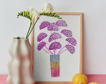 Pink Pampas Illustration Botanical Postcard