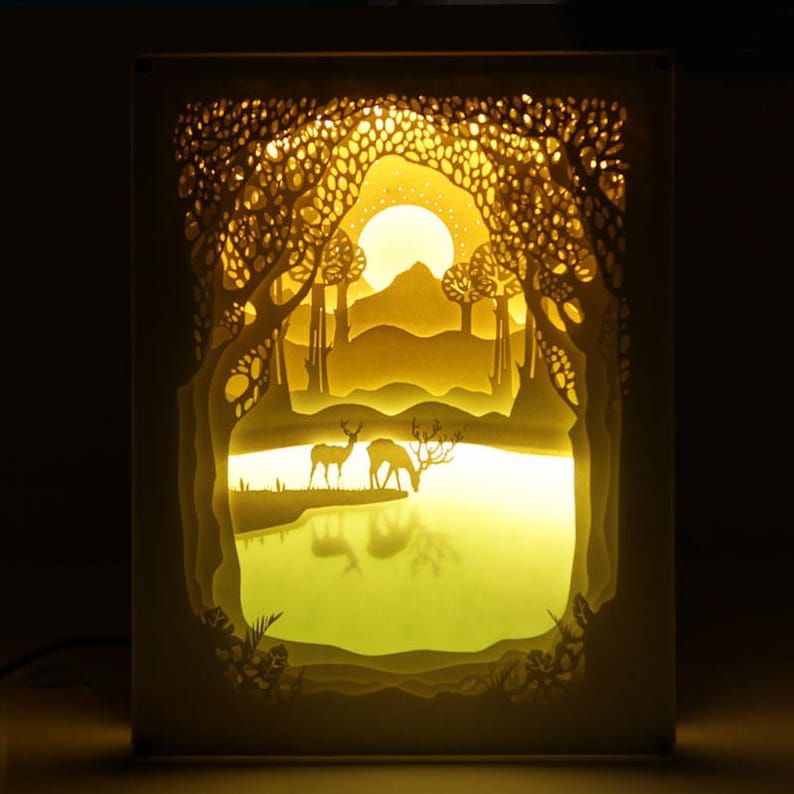 Paper Cut Light Boxes Children's night light Forest and Etsy