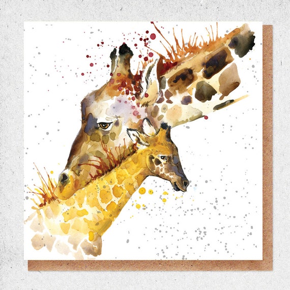 Carta giraffa, Carta regalo, Cartolina pittura acquerello