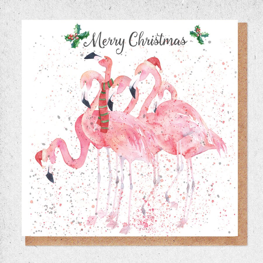 Pink Flamingo Christmas Cards 