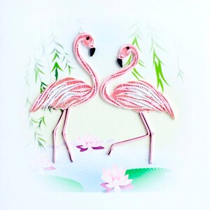 Flamingo, Quilling Card, Greeting Card, Gift Card, Bird Card,  Handmade Card, Fathers Day Card, Stylish Card, Birthday card, Mothers Day