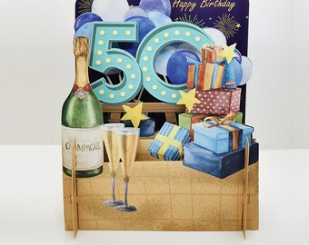 50 years old, Happy Birthday 50th,  50th boys card, 50 years old card, birthday card, birthday greetings, brother's card, son's card,