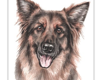 Dog Cards, German shepherd, German shepherd dog Card, birthday dog card, greeting card,  dog portraits, dog greeting cards, dog gift cards