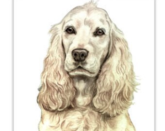 Dog Cards, Cocker Spaniel dog Card, birthday dog card, greeting cards, gift cards, dog portraits, dog greeting cards, dog gift cards