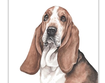 Dog Cards, Basset dog, Basset Hound, Basset Hound dog Cards, greeting cards, gift cards, dog portraits, dog greeting cards, dog gift cards