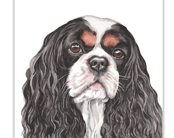 Dog Cards, Cavalier Kings Charles dog Card, birthday dog card, greeting cards, gift cards, dog portraits, dog greeting cards, dog gift cards