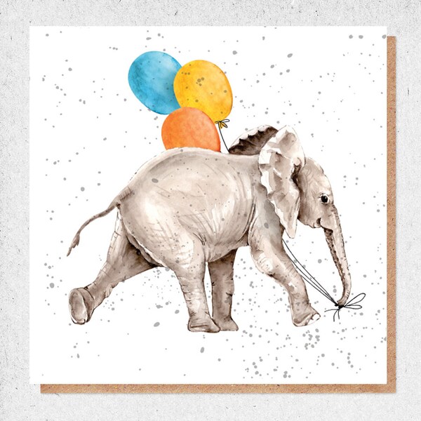 elephant card, elephant, Birthday Card, Children's card, Mother's Day card, kids birthday card, friendship card, thank you, anniversary card