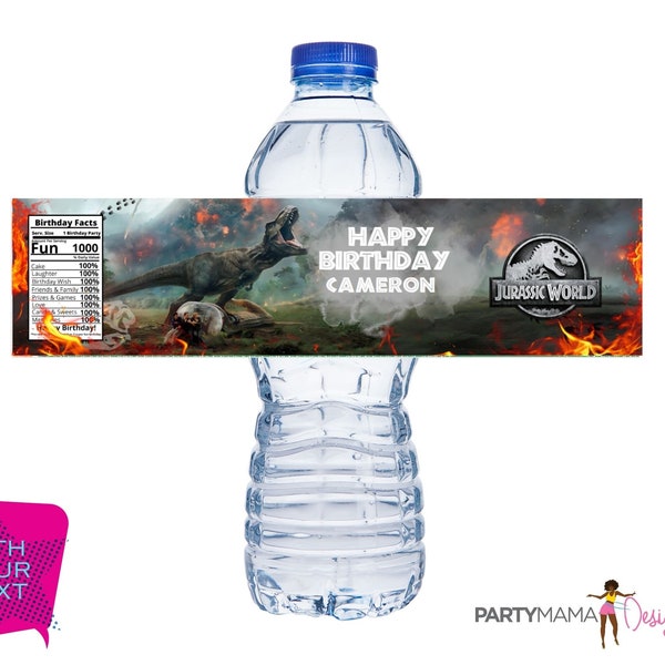 Jurassic World Water Bottle Labels