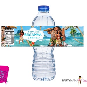 Moana Water Bottle Labels Boys/Girls