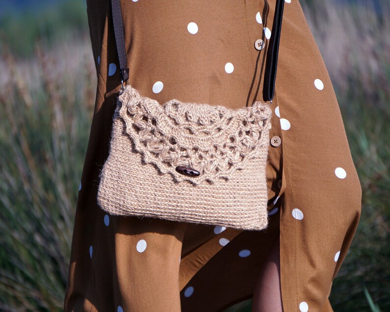 Raw Colored Bag With Hemp Yarn Shoulder Bag Crossbody Bag Etsy