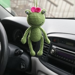 Car dashboard decor crochet amigurumi frog