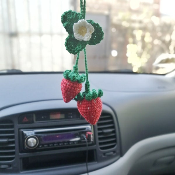 Car hanging charm crochet strawberry