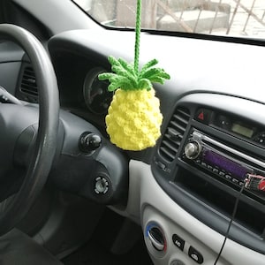 Crochet pineapple car rear view mirror accessories