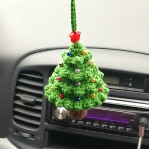 Accessorio per auto dell'albero di Natale, arredamento per auto kawaii, fascino per auto all'uncinetto